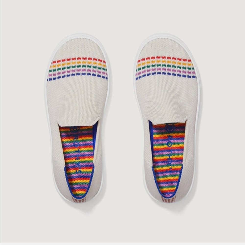 Rothy’s Kids White Rainbow Slip-On Sneakers | Size 10 | New in Box